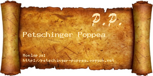 Petschinger Poppea névjegykártya